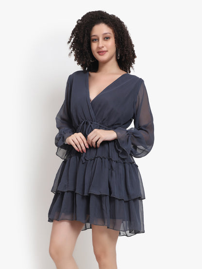 Solid 3-Tier Wrap Dress Manufacturer & Exporter