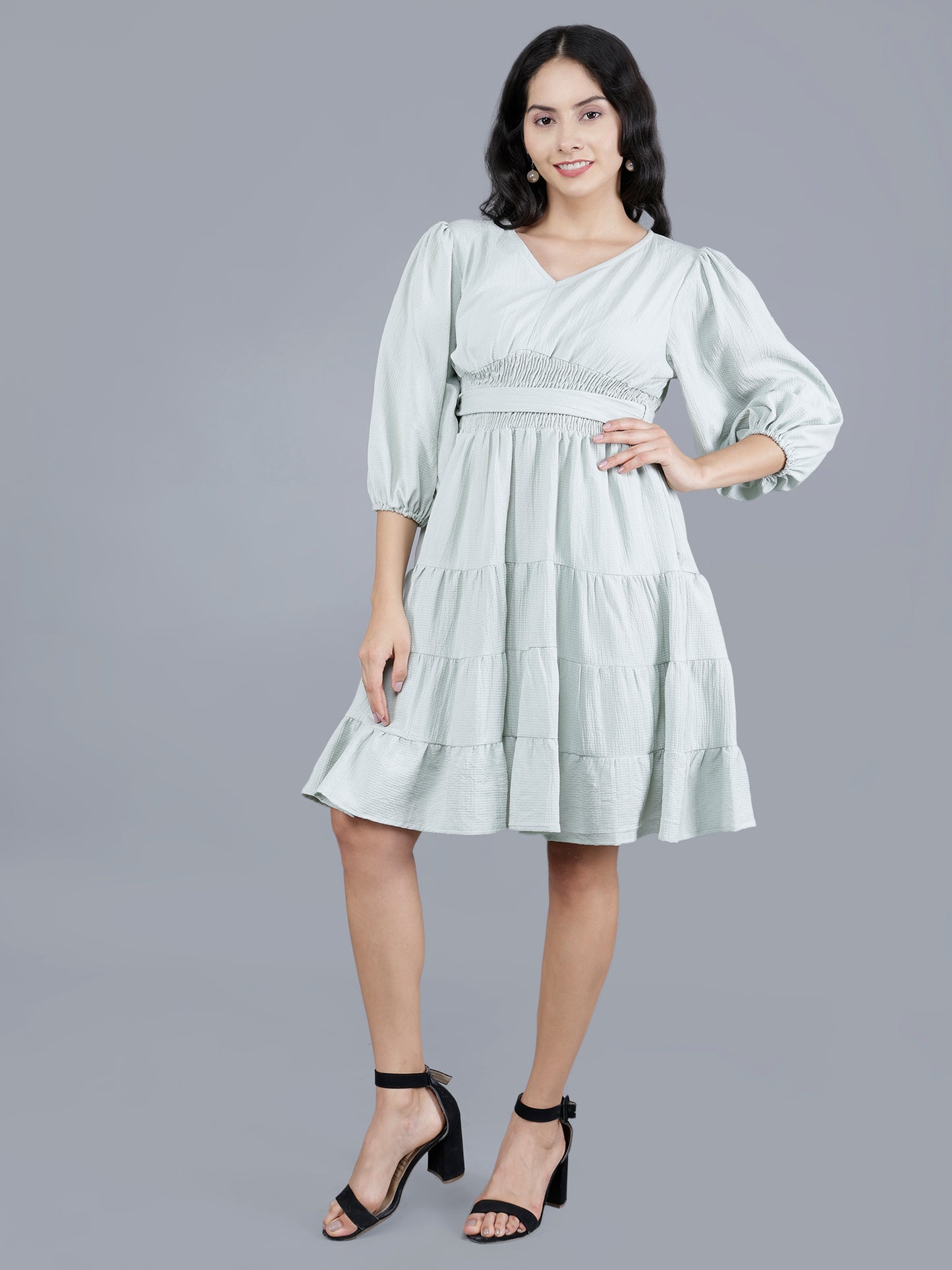 Poly Crepe Wrinkle Short Dress | Women’s Apparel Manufacturer & Exporter