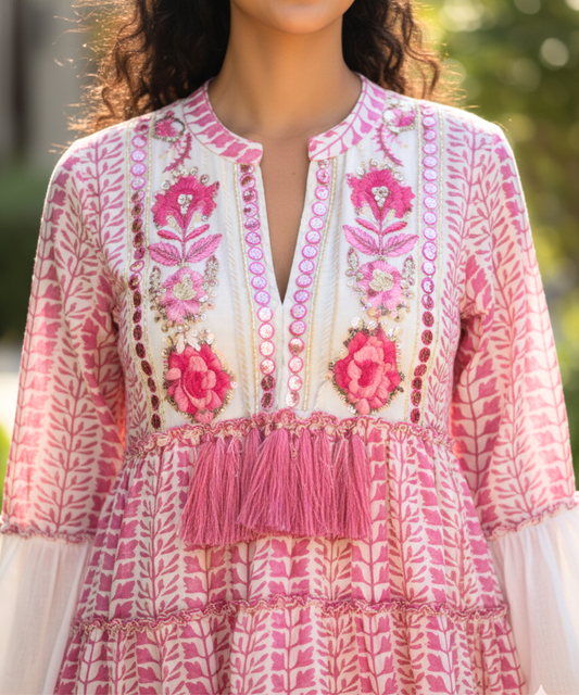 vestido bordado algodón