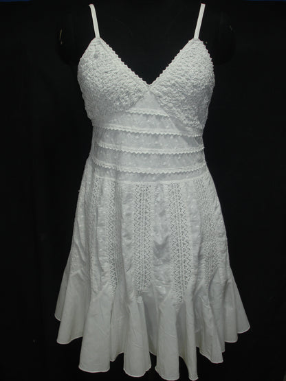 Women’s Cotton Embroidered Flared Dress with Spaghetti Straps