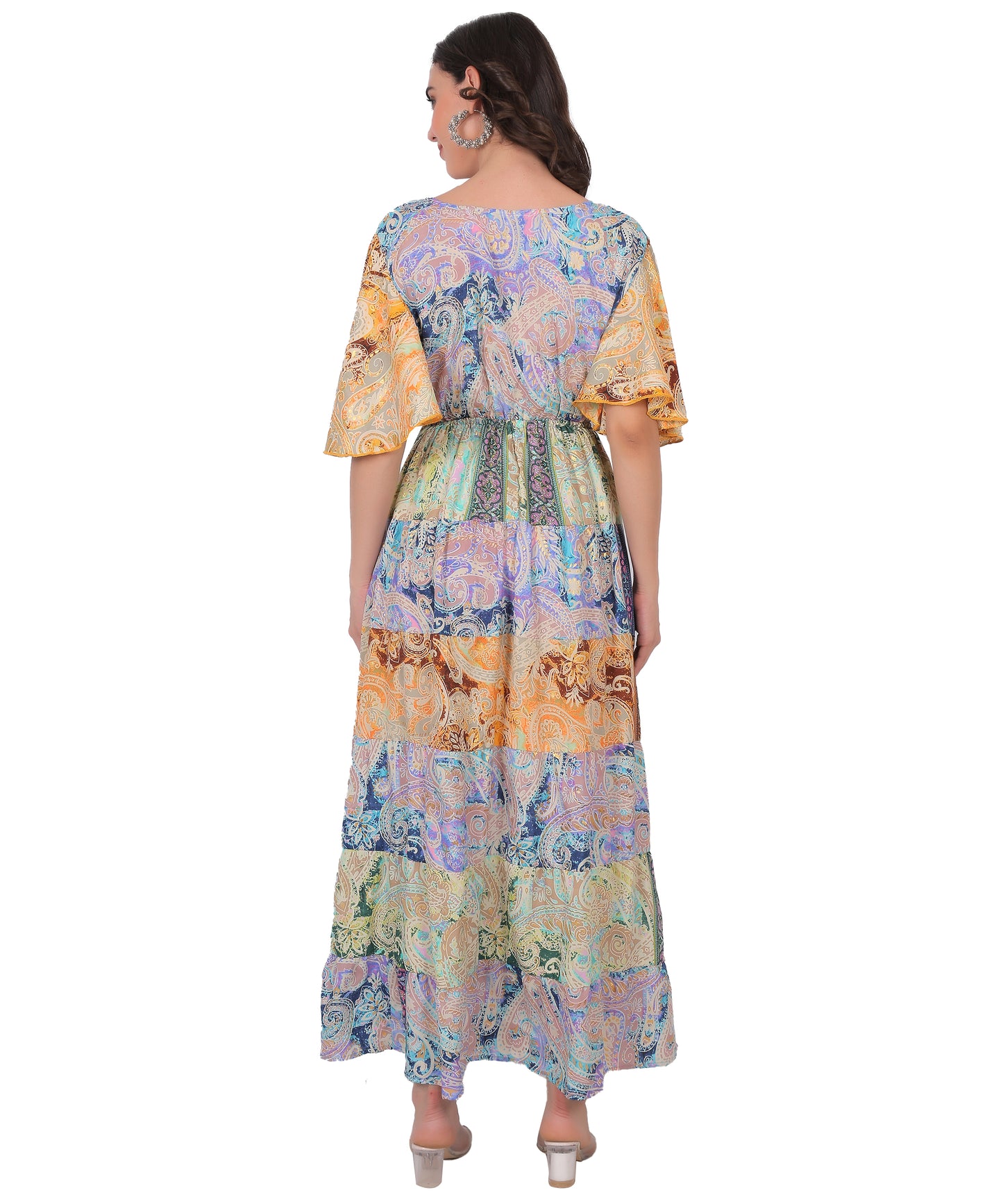 French Crepe Silk Mix and Match Long Dress Manufacturer | Ibiza resortwear Exporter - Olizzo India