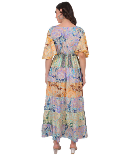 French Crepe Silk Mix and Match Long Dress Manufacturer | Ibiza resortwear Exporter - Olizzo India