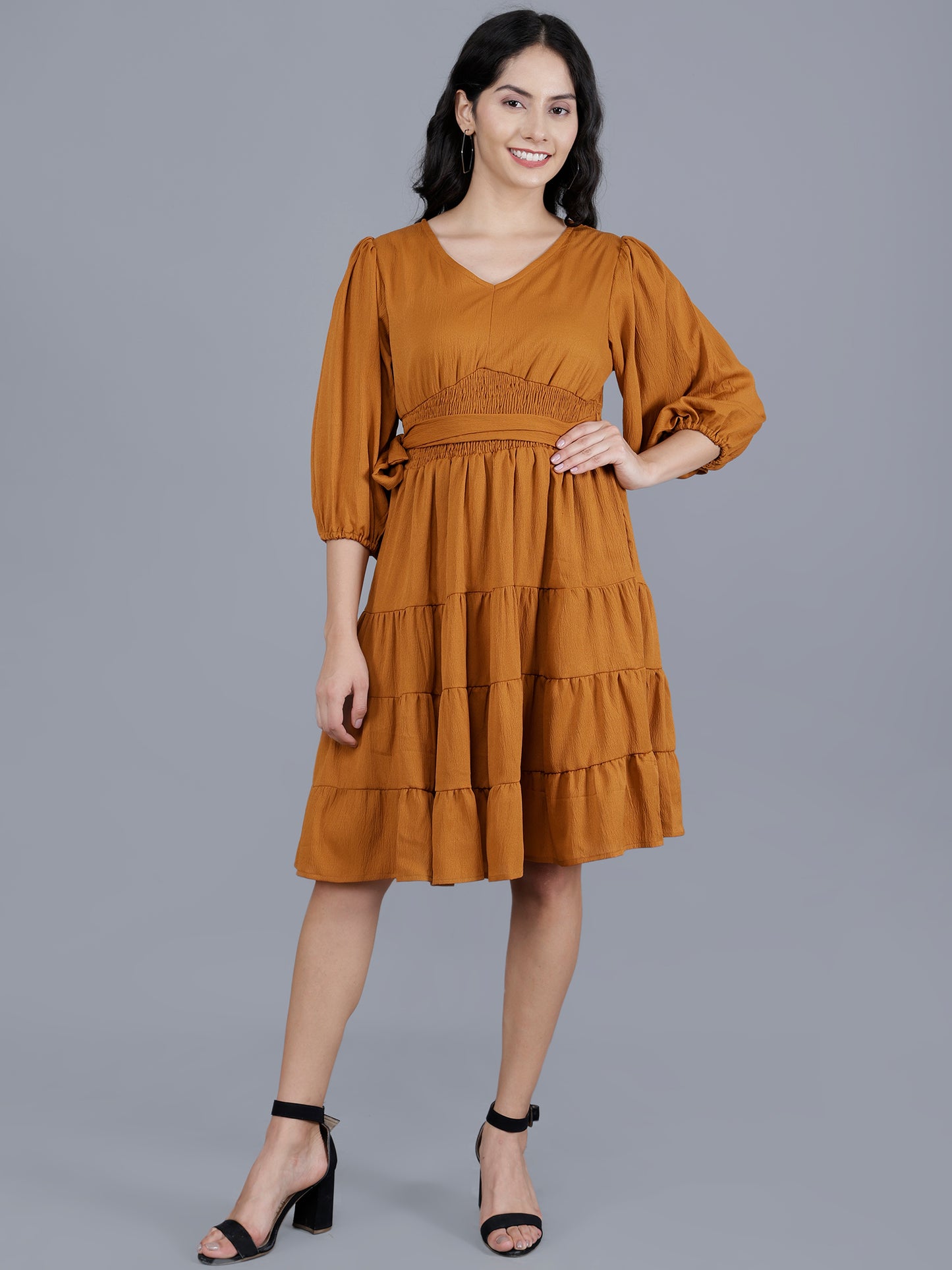 Poly Crepe Wrinkle Short Dress | Women’s Apparel Manufacturer & Exporter