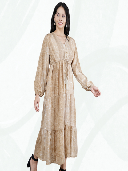 Boho Sun Dress in Poly Art Silk & Viscose – Summer Maxi by Olizzo