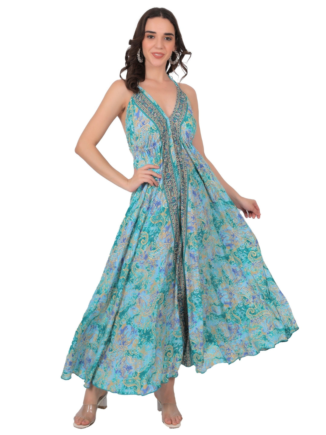 Indiase zijden maxi-jurk