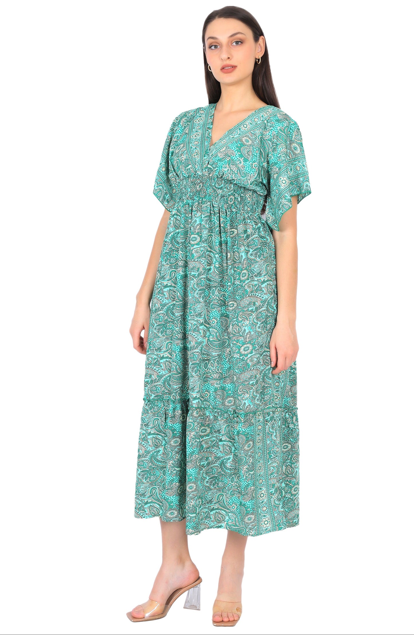 vestido de seda con mangas