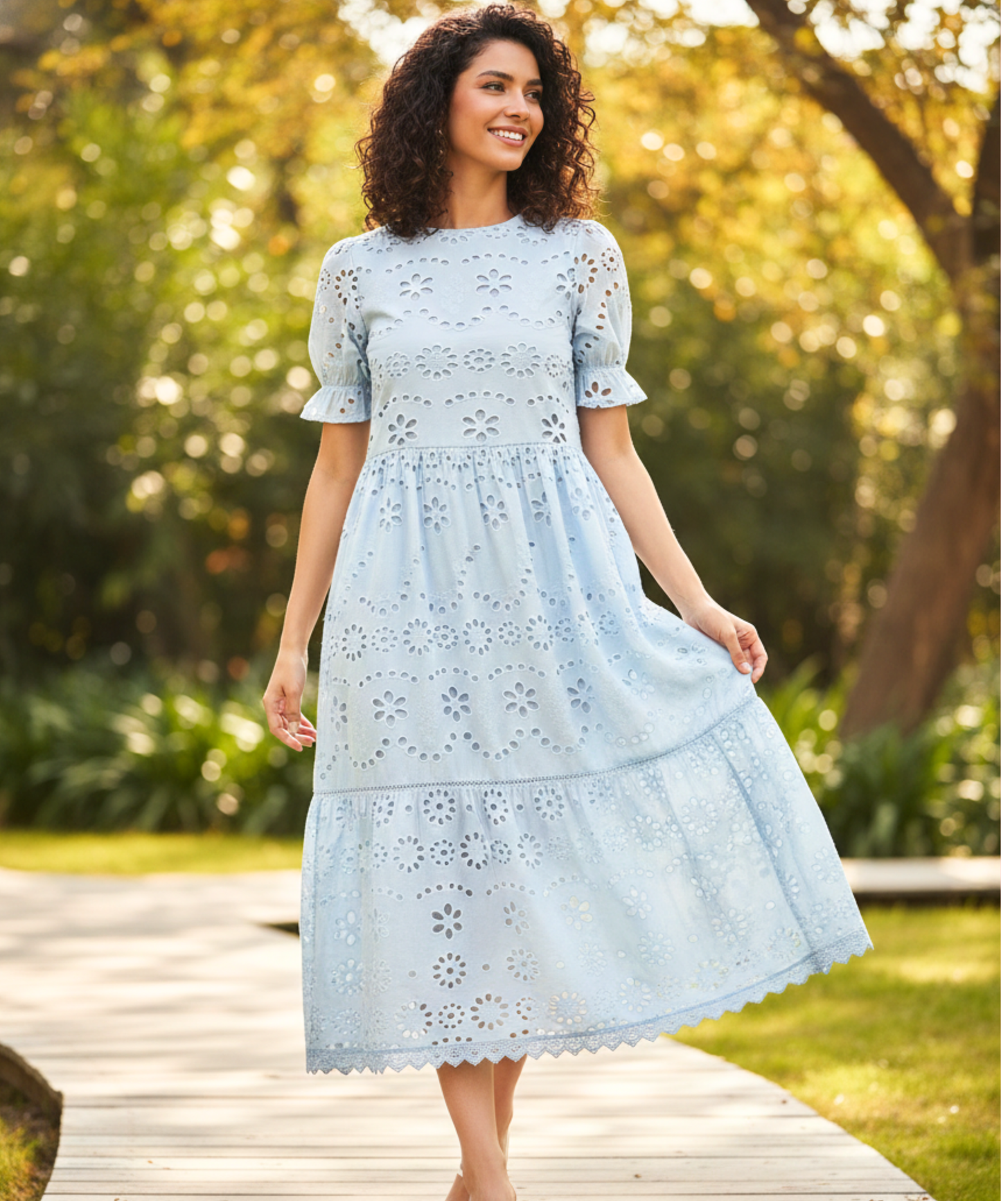 vestido schiffli algodón mujer