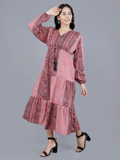 Boho Sun Dress in Poly Art Silk & Viscose – Summer Maxi by Olizzo